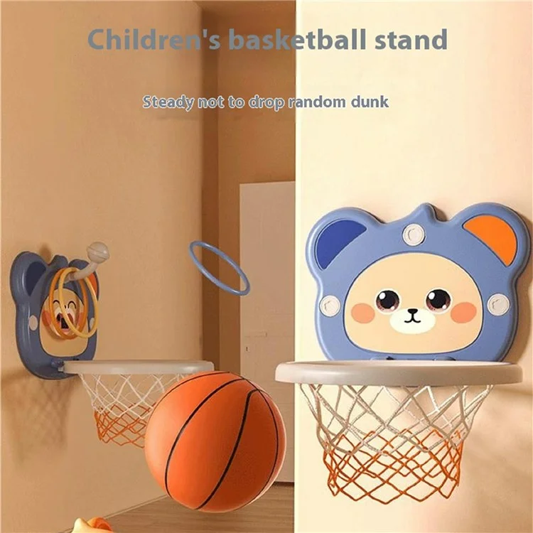Indoor Kids Basketball Hoop Toddler Sports Activity Center Wall Mounted Adjustable Height Basket Board Set - Blue