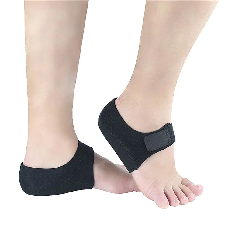 1 Pair New Magic Tape Heel Protector S Size Cushioned Inserts for Heel Pain Relief Comfortable Adjustable Design - Black
