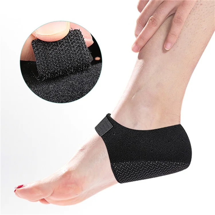 068 1 Par de Protetor de Calcanhar para Alívio da Dor de Fascite Plantar, Antiderrapante com Absorção de Impacto, Tamanho P - Preto / Com Furo