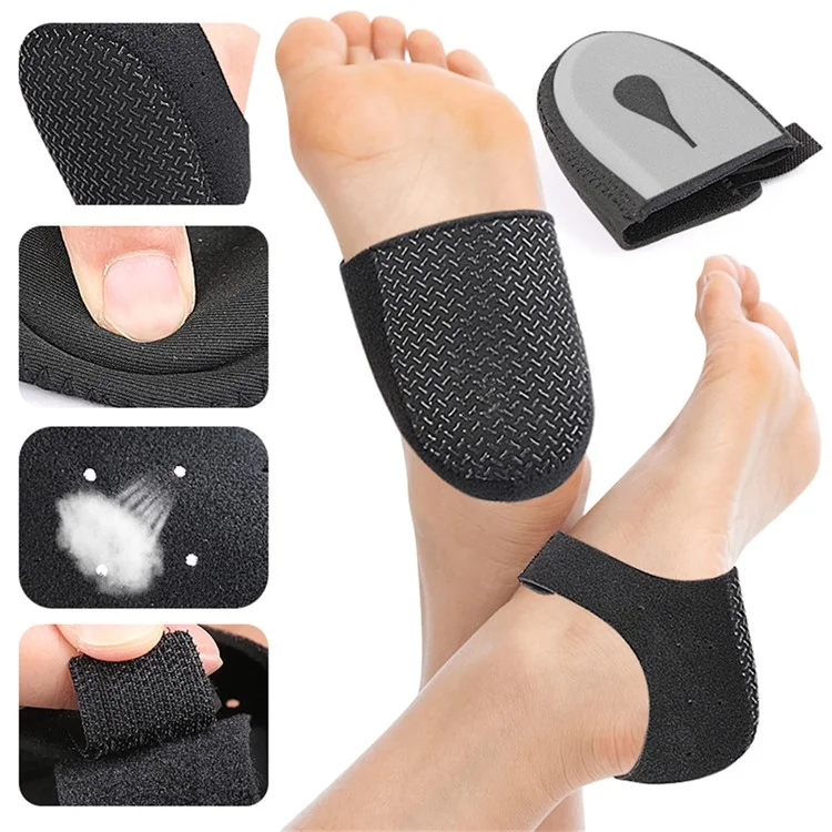 068 1 Par de Protetor de Calcanhar para Alívio da Dor de Fascite Plantar, Antiderrapante com Absorção de Impacto, Tamanho P - Preto / Com Furo