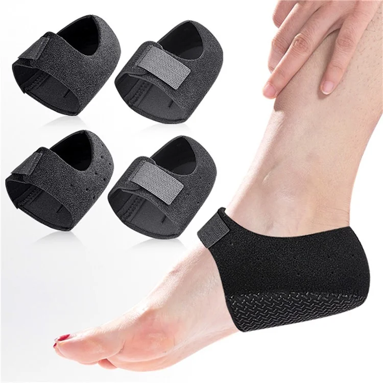068 1 Par de Protetor de Calcanhar para Alívio da Dor de Fascite Plantar, Antiderrapante com Absorção de Impacto, Tamanho P - Preto / Com Furo