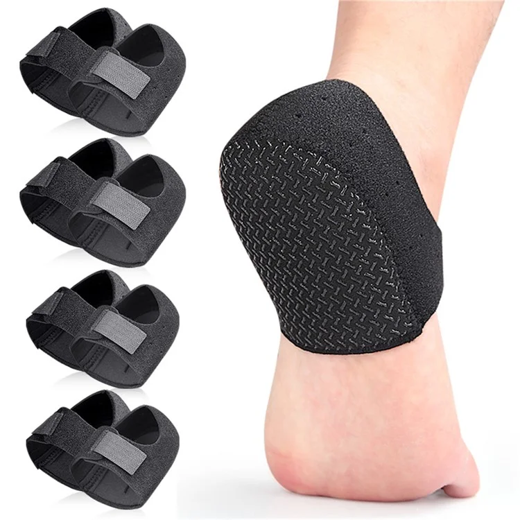 068 1 Par de Protetor de Calcanhar para Alívio da Dor de Fascite Plantar, Antiderrapante com Absorção de Impacto, Tamanho P - Preto / Com Furo