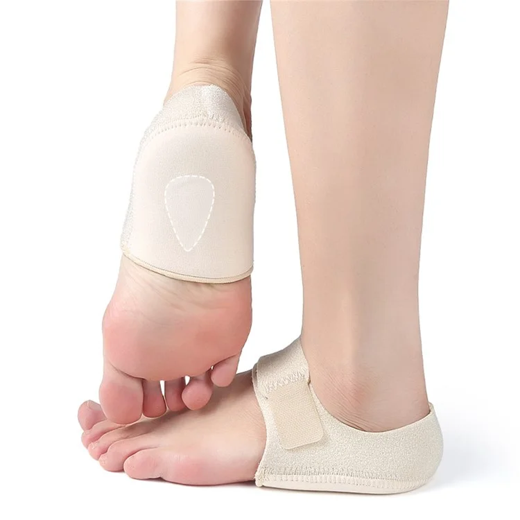 1 Paar Größe L Magisches Klebeband Fersenschutz Verstellbares Gel-Kissen für Fersengelenkschmerzen / Plantarfasziitis - Beige