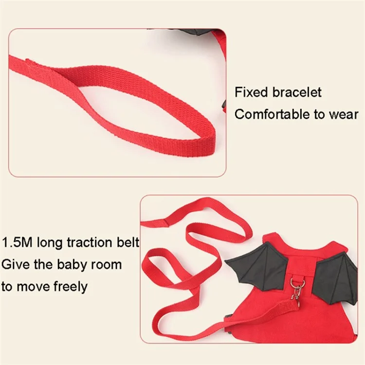 Wings Design Baby Toddler Walking Harness Kids Safety Harness with Rein Strap - Vermelho