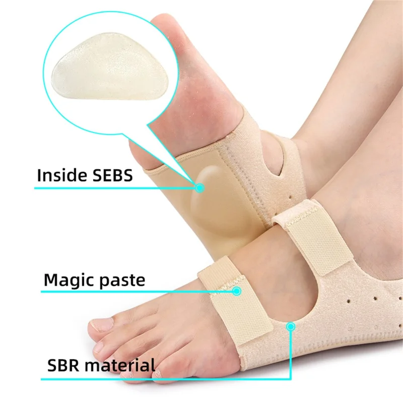 014 1 Pair L Size Magic Tape Arch Support Heel Cup Plantar Fasciitis Relief Cushioned Inserts for Heel Spurs - Black