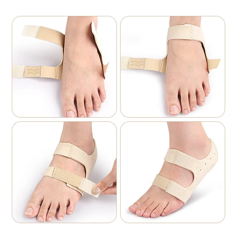 014 1 Pair L Size Magic Tape Arch Support Heel Cup Plantar Fasciitis Relief Cushioned Inserts for Heel Spurs - Black