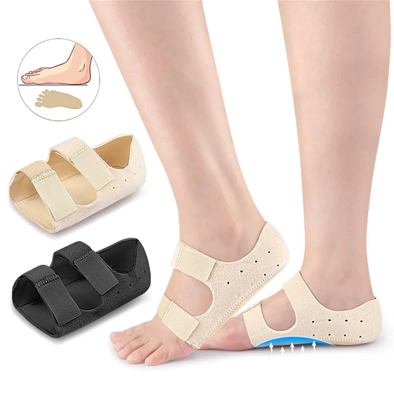 014 1 Pair L Size Magic Tape Arch Support Heel Cup Plantar Fasciitis Relief Cushioned Inserts for Heel Spurs - Black