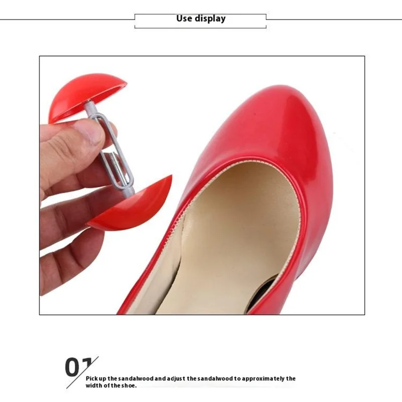 1 Pair Shoe Stretcher Adjustable Width Length Expander Boot Tree for Bunions Calluses Hammertoes - Red