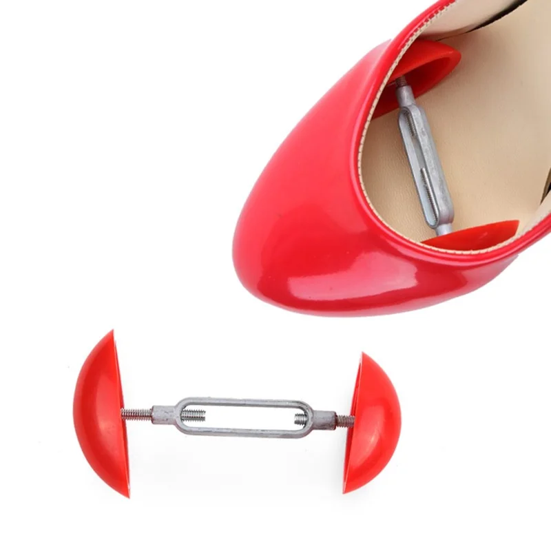 1 Pair Shoe Stretcher Adjustable Width Length Expander Boot Tree for Bunions Calluses Hammertoes - Red