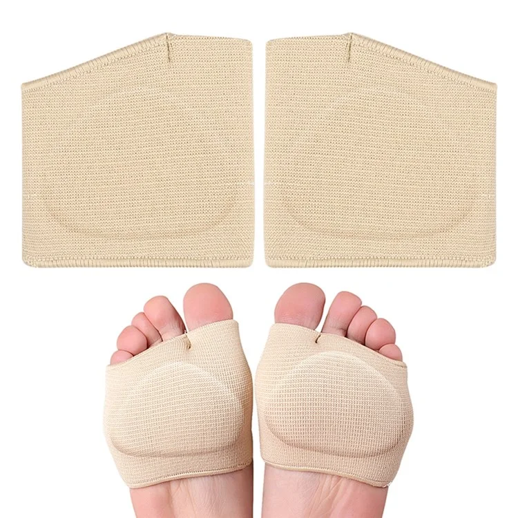 1 Pair XL Size Bunion Relief Sleeve Metatarsal Pad Gel Cushion Corrector Slanted Threaded Foot Protector - Nude