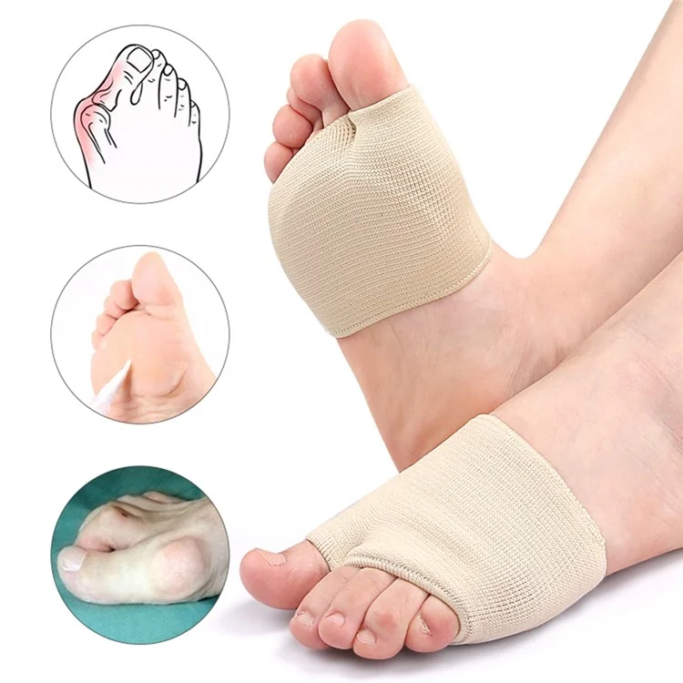 1 Paar S Größe Hallux Valgus Entlastungsmanschette Metatarsales Gel-Kissen Korrektur Schräg Genähter Fußschutz - Schwarz