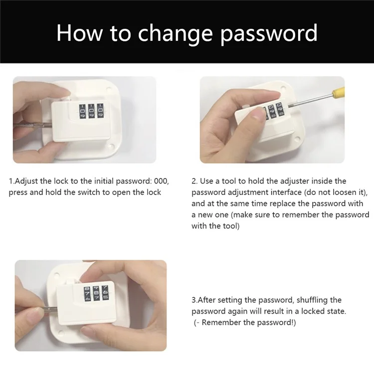 ABS+Steel Wire Refrigerator Window Kids Safety Password Lock Drawer Cabinet Fridge Door Lock - White Square Password Lock