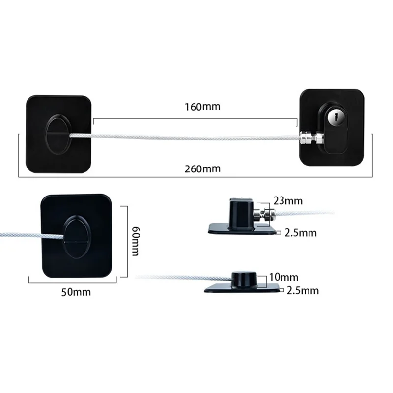 ABS+Steel Wire Refrigerator Window Kids Safety Password Lock Drawer Cabinet Fridge Door Lock - Black Square Password Lock