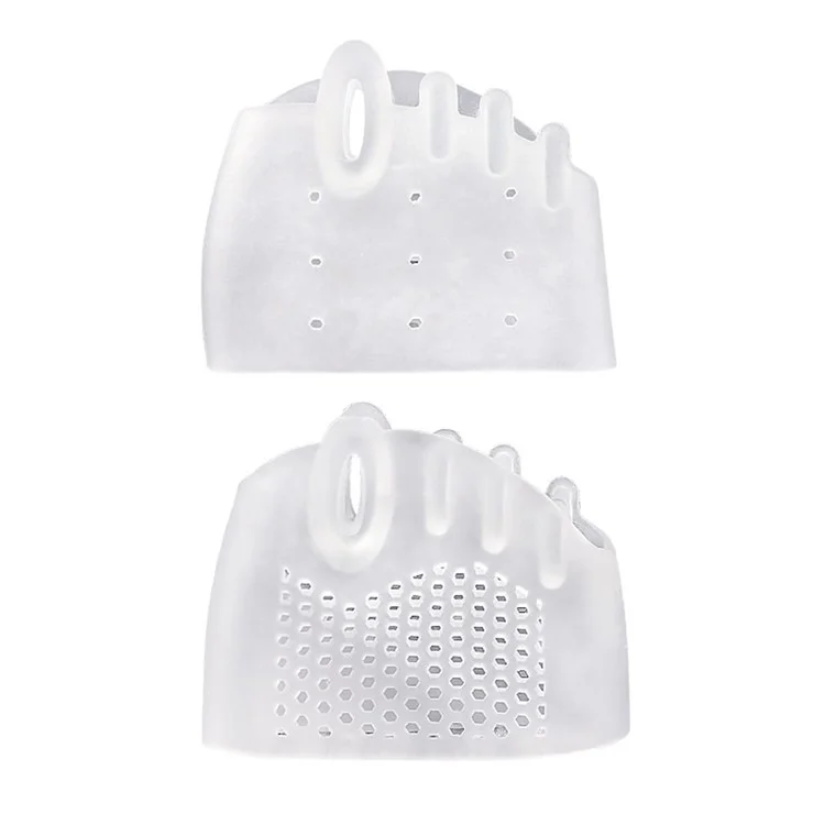 Forefoot Pads Five Holes Honeycomb Toe Separator Pain Relief Insoles Prevent Feet Callus Blisters Corn - Transparent