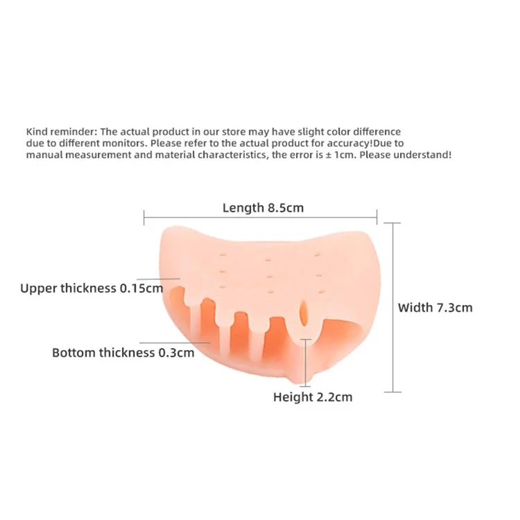 Forefoot Pads Five Holes Honeycomb Toe Separator Pain Relief Insoles Prevent Feet Callus Blisters Corn - Transparent