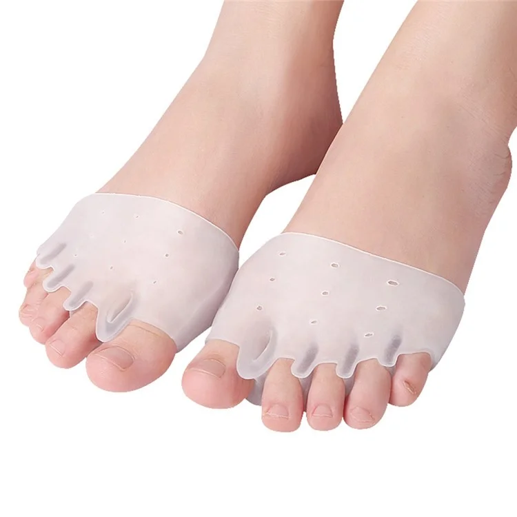 Forefoot Pads Five Holes Honeycomb Toe Separator Pain Relief Insoles Prevent Feet Callus Blisters Corn - Transparent