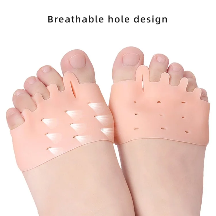 Forefoot Pads Five Holes Honeycomb Toe Separator Pain Relief Insoles Prevent Feet Callus Blisters Corn - Transparent