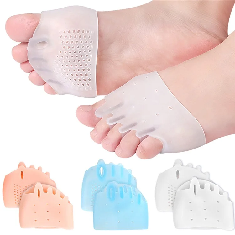 Forefoot Pads Five Holes Honeycomb Toe Separator Pain Relief Insoles Prevent Feet Callus Blisters Corn - Transparent