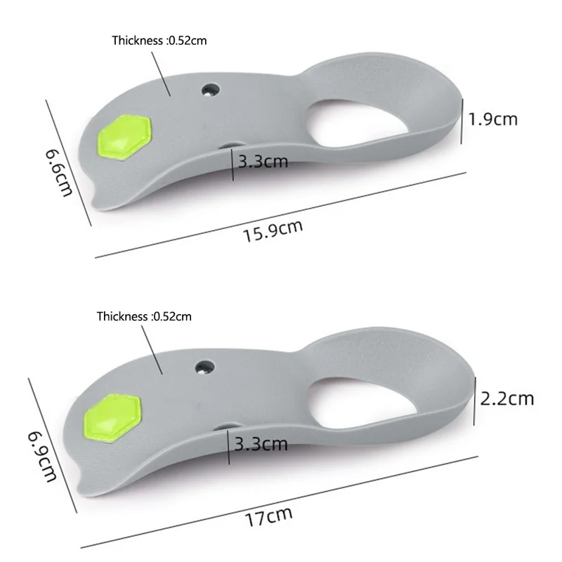 039 1 Pair Size L Magnetic Arch Support Insoles Half Length TPR Shock Absorbing Orthotic Insert Pad - Grey