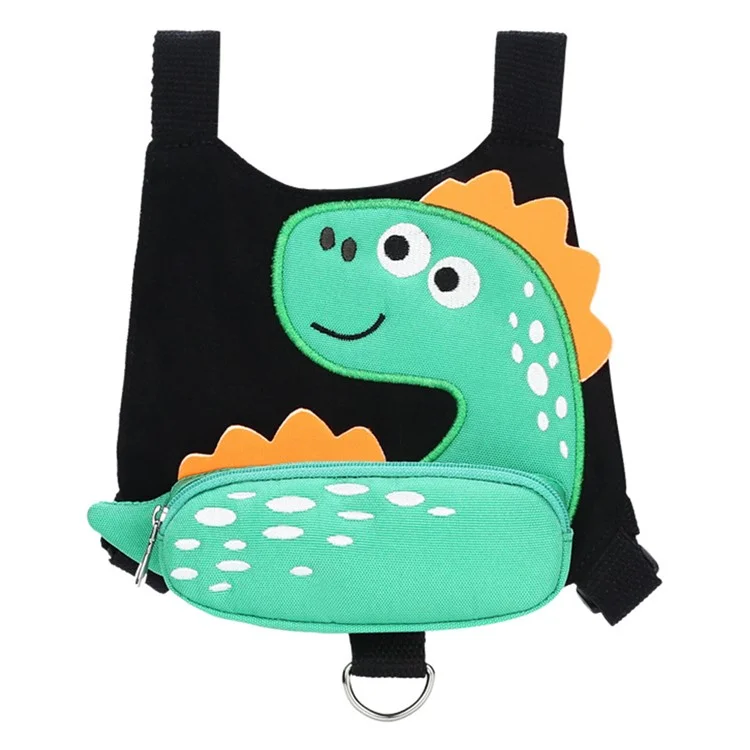 Mochila-arnés de dinosaurio de dibujos animados antivía para niños pequeños con correa de 2 m para niños de 2 años - Negro