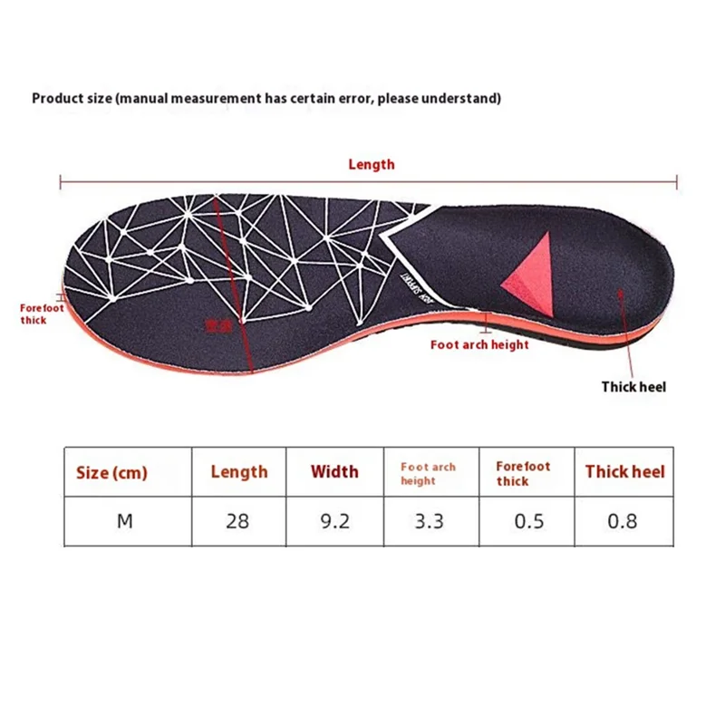068 1 Paire de Semelles Orthopédiques de Soutien de la Voûte Plantaire pour le Mal des Pieds Plats, Taille M