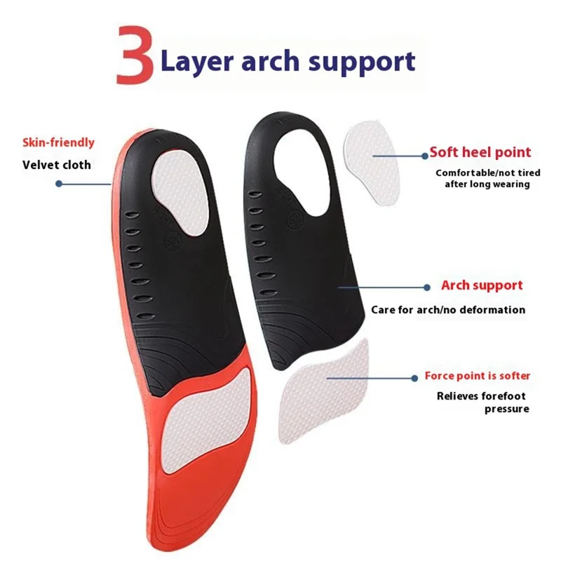 068 1 Paire de Semelles Orthopédiques de Soutien de la Voûte Plantaire pour le Mal des Pieds Plats, Taille M