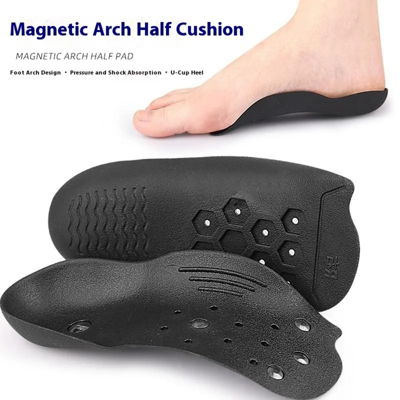 044 1 Pair Magnetic Arch Support Half Insoles Foot Orthotic Insert for Pain Relief  /  Posture Improvement, Size M