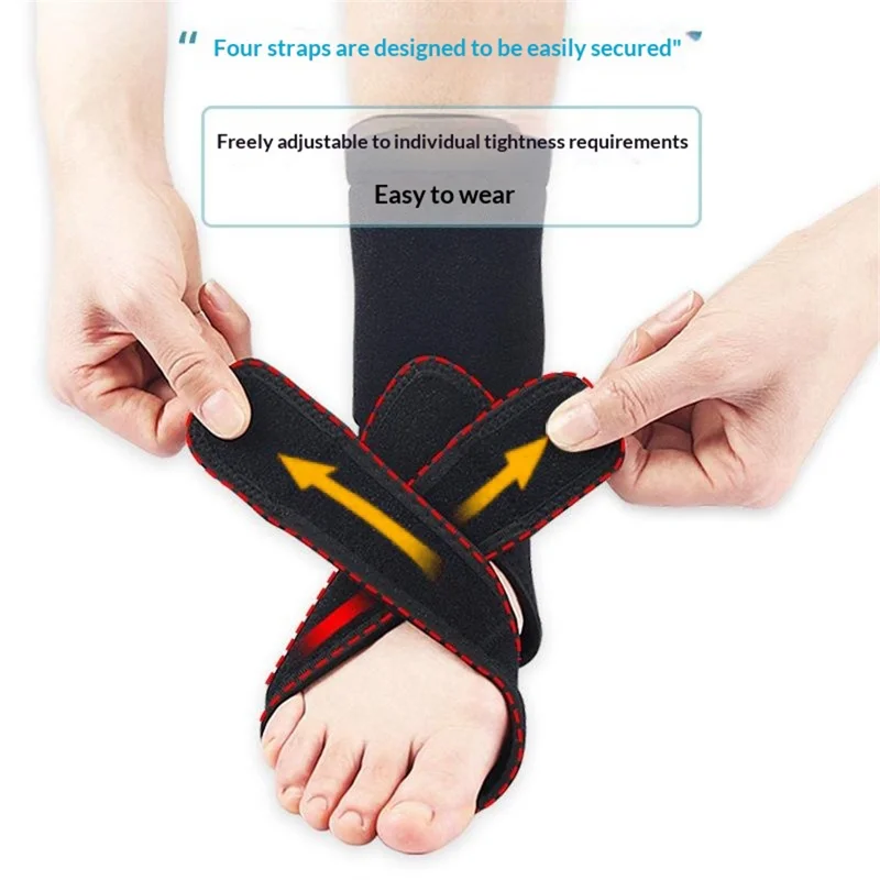 Foot Drop Support Ankle Brace 4 Straps Adjustable Plantar Fasciitis Splint for Walking Stability - Left