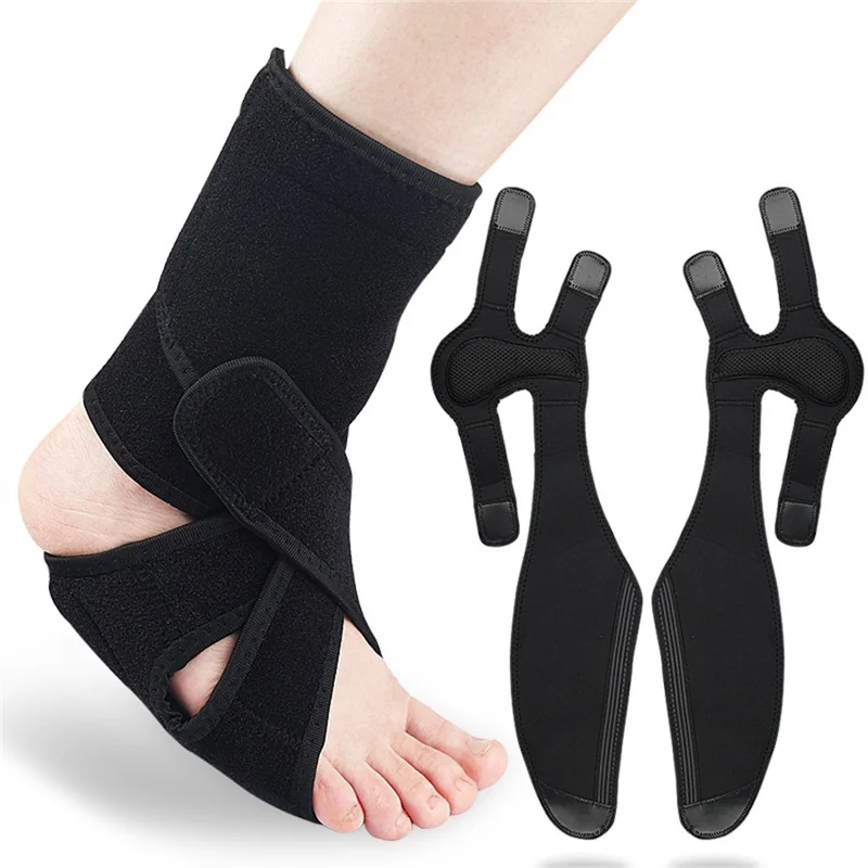 Foot Drop Support Ankle Brace 4 Straps Adjustable Plantar Fasciitis Splint for Walking Stability - Right