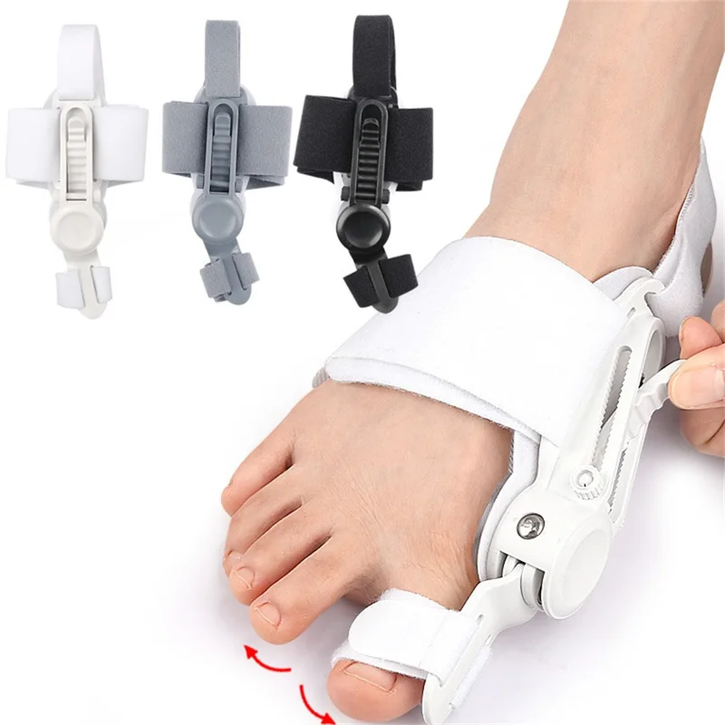 Corrector de Juanto Valgo Ajustable con Soporte ABS, Correa Mágica, Almohadilla de Silicona y Separador de Dedos para la Corrección del Dedo del Pie - Negro