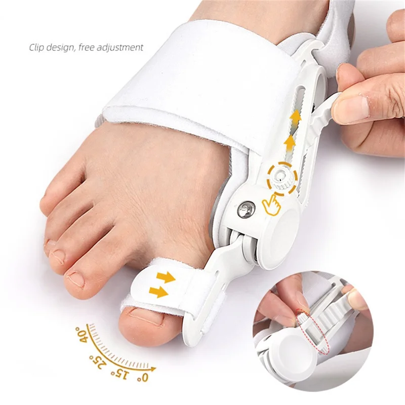 Corrector de Juanto Valgo Ajustable con Soporte ABS, Correa Mágica, Almohadilla de Silicona y Separador de Dedos para la Corrección del Dedo del Pie - Negro