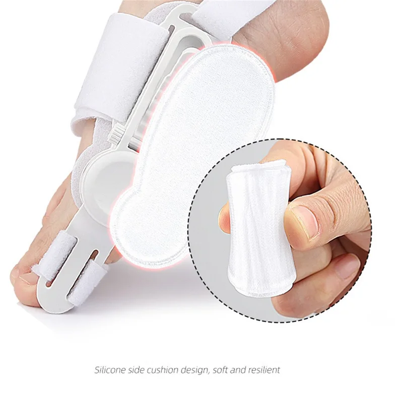 Corrector de Juanto Valgo Ajustable con Soporte ABS, Correa Mágica, Almohadilla de Silicona y Separador de Dedos para la Corrección del Dedo del Pie - Negro