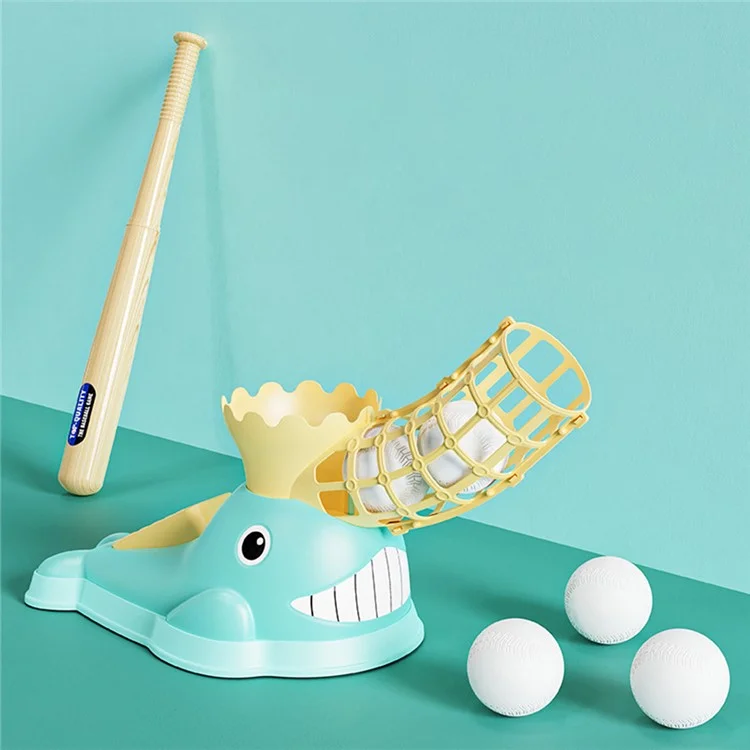 Kids Baseball Training Aids Foot-Activated Sports Automatic Baseball Launcher Toy with 3 Balls - Green