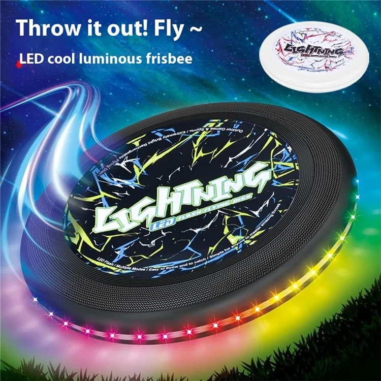 LZ101B  /  C 27cm LED Light Up Flying Disc Rechargeable 3-Color LED Outdoor Sports Interactive Toy, Size L - White