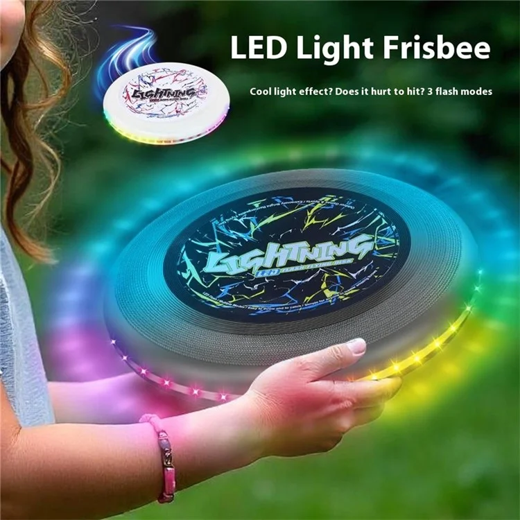 LZ102B / C 23 см LED-светящийся летающий диск, перезаряжаемый, с 3-цветной LED-подсветкой, интерактивная уличная спортивная игрушка, размер S - черный