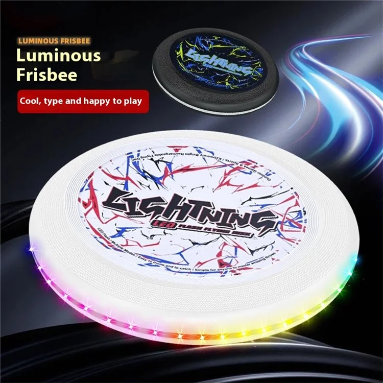 LZ102B / C 23 см LED-светящийся летающий диск, перезаряжаемый, с 3-цветной LED-подсветкой, интерактивная уличная спортивная игрушка, размер S - черный