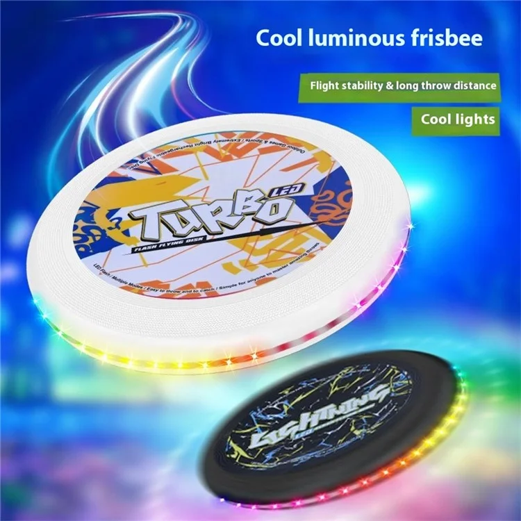LZ102B / C 23 см LED-светящийся летающий диск, перезаряжаемый, с 3-цветной LED-подсветкой, интерактивная уличная спортивная игрушка, размер S - черный