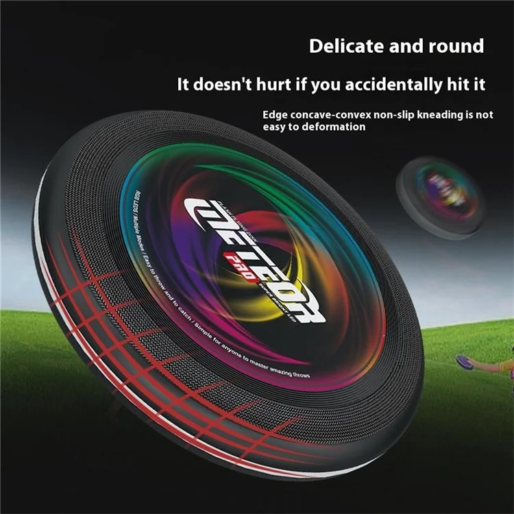 LZ101A 27 cm 13-farbige LED-Leuchtscheibe, wiederaufladbar, Outdoor-Sport-Interaktivspielzeug, Größe L - Schwarz