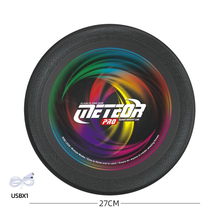 LZ101A 27 cm 13-farbige LED-Leuchtscheibe, wiederaufladbar, Outdoor-Sport-Interaktivspielzeug, Größe L - Schwarz