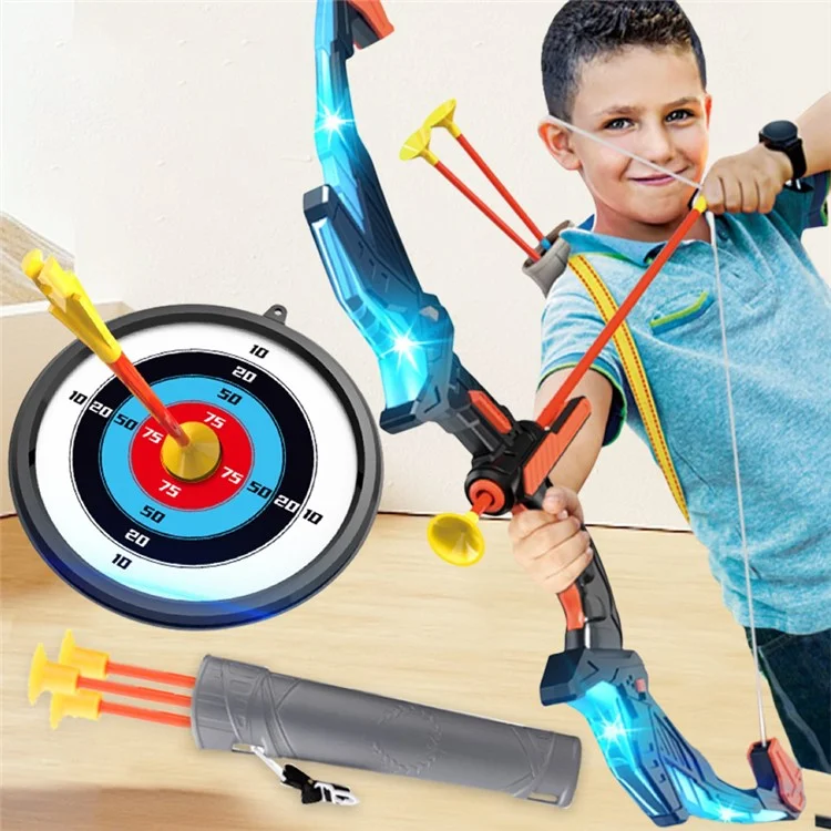 DF760DF759B Bow and Arrow Toy LED Light Up Archery Toys with Suction Cups Arrows Outdoor Indoor Shooting Games Toys - Black / Blue