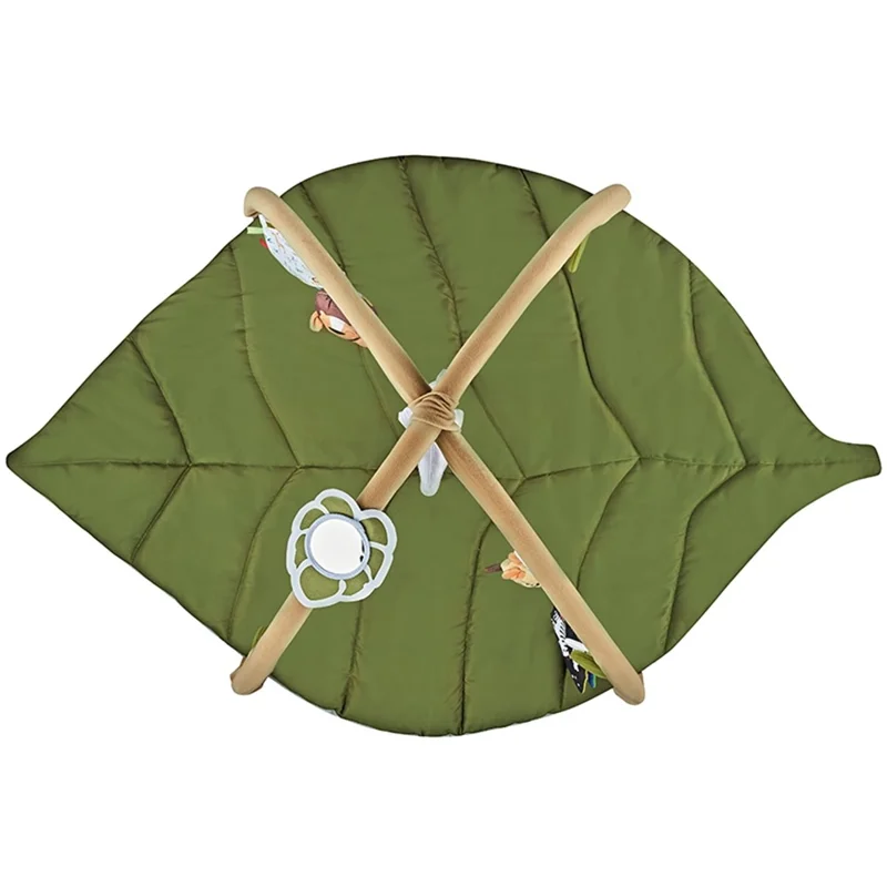 Tappetino da gioco per bambini a forma di foglia con giocattoli appesi per lo sviluppo sensoriale - Verde