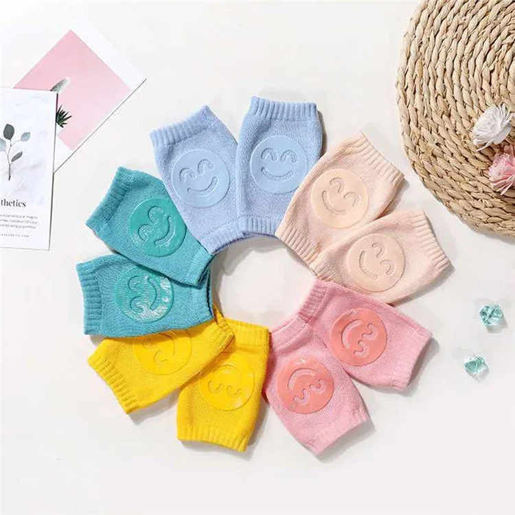 Patrón de Cara Sonriente Protector de Rodilla para Bebés Recién Nacidos, Antideslizante, para Gatear - Rosa