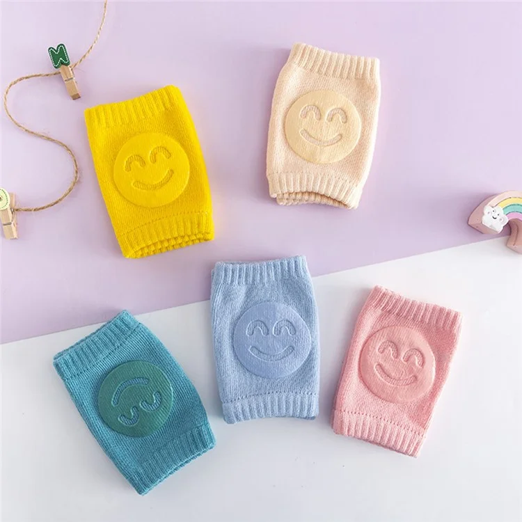 Patrón de Cara Sonriente Protector de Rodilla para Bebés Recién Nacidos, Antideslizante, para Gatear - Rosa