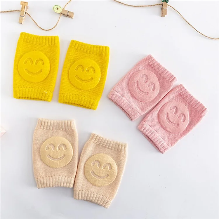 Patrón de Cara Sonriente Protector de Rodilla para Bebés Recién Nacidos, Antideslizante, para Gatear - Rosa