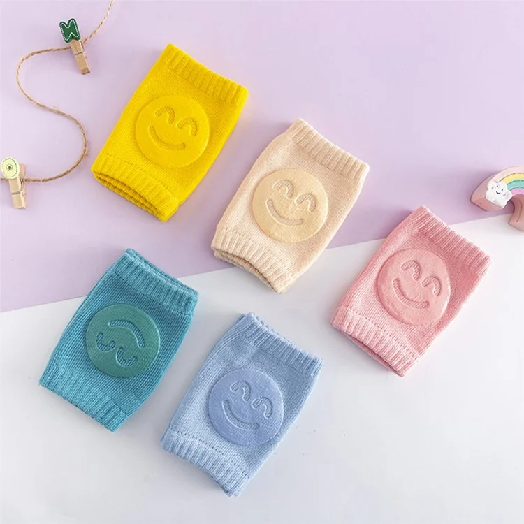 Patrón de Cara Sonriente Protector de Rodilla para Bebés Recién Nacidos, Antideslizante, para Gatear - Rosa