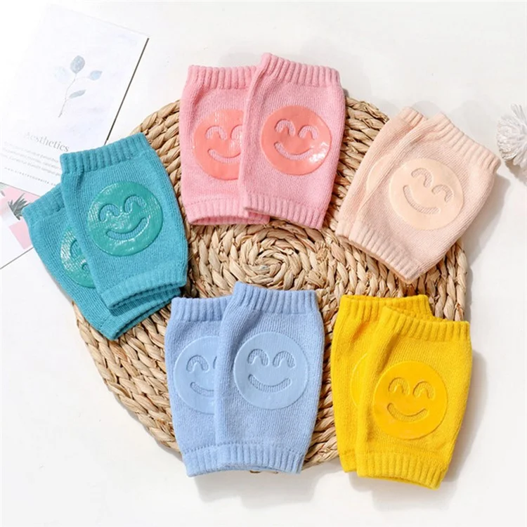 Patrón de Cara Sonriente Protector de Rodilla para Bebés Recién Nacidos, Antideslizante, para Gatear - Rosa