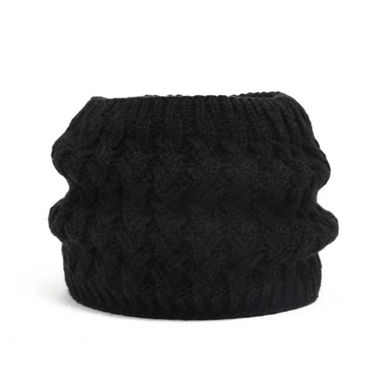 Sombrero de Invierno, Guantes y Bufanda para Niños Juego Cálido y Hecho a Punto - Negro