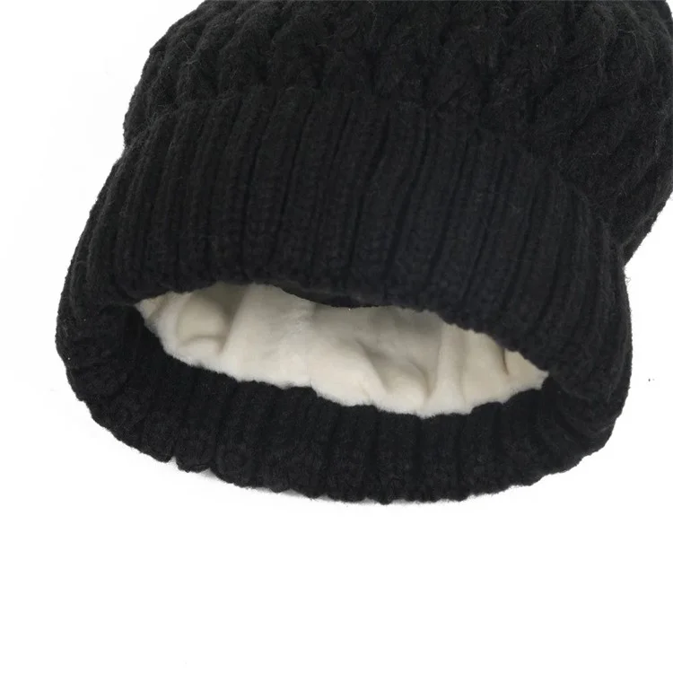 Sombrero de Invierno, Guantes y Bufanda para Niños Juego Cálido y Hecho a Punto - Negro
