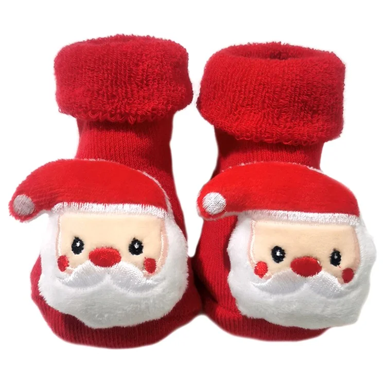 Anti-Rutsch-Baby-Bodensocken, süße 3D-Cartoon-Socken aus elastischer Baumwolle für Kleinkinder - Weihnachtsmann / S