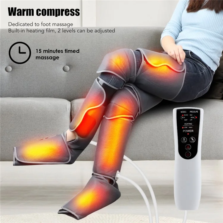 101394 Air Wave Leg Massager Foot Airbag Massager Full Cover Heating Body Care Device for Soles, Insteps, Ankles, Calves - US Plug